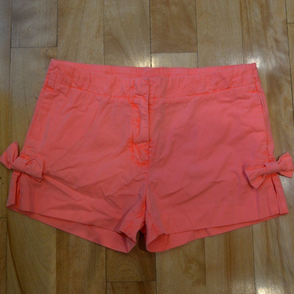 Crewcuts Girls (14) Neon Orange Pink Shorts with Bows